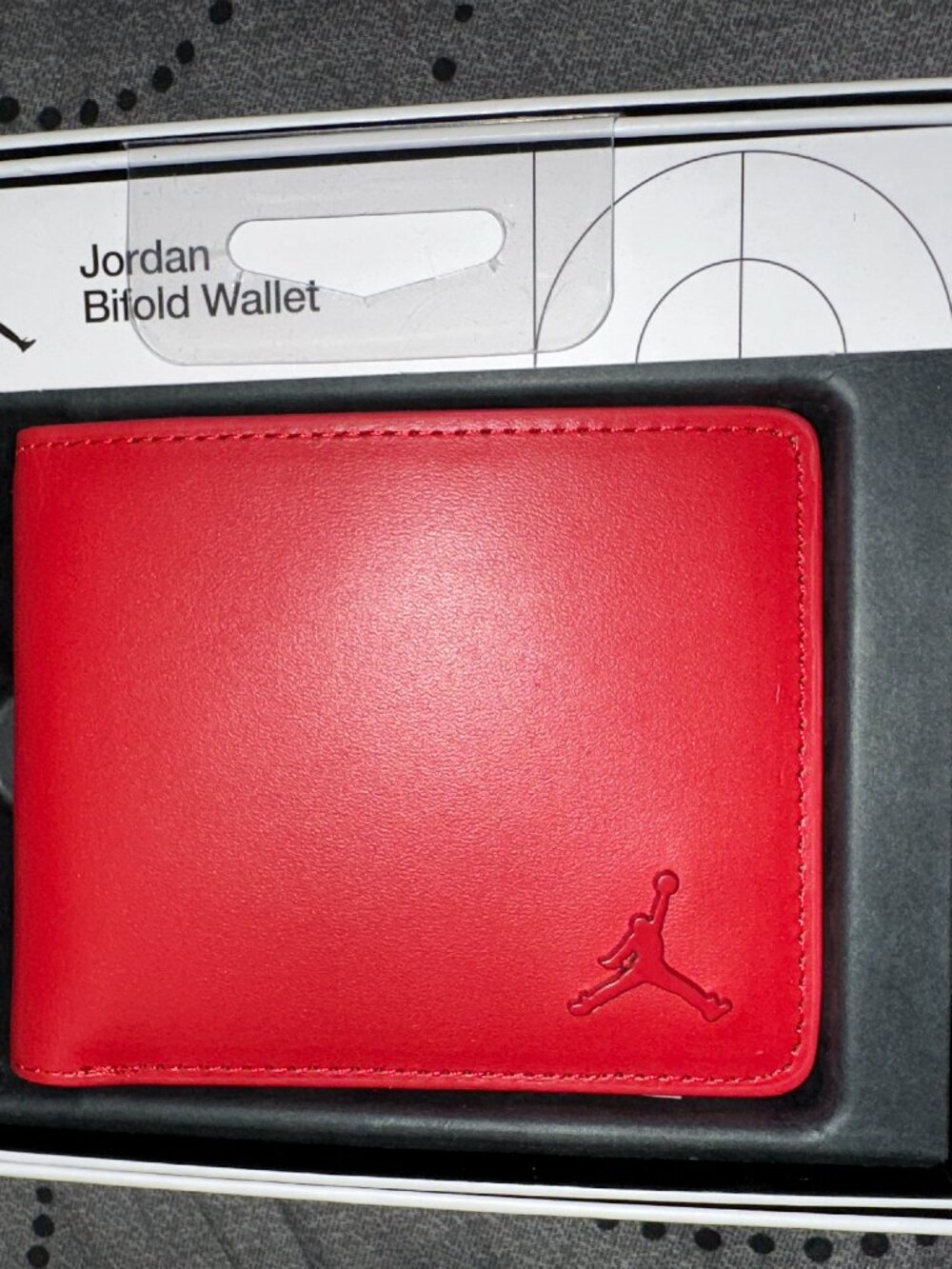 NIKE JORDAN BIFOLD GYM RED LEATHER WALLET O/S MEN NWB $65.00